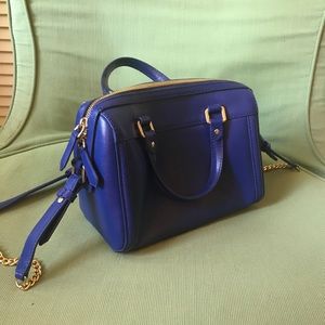 Reiss mini handheld bag, blue leather